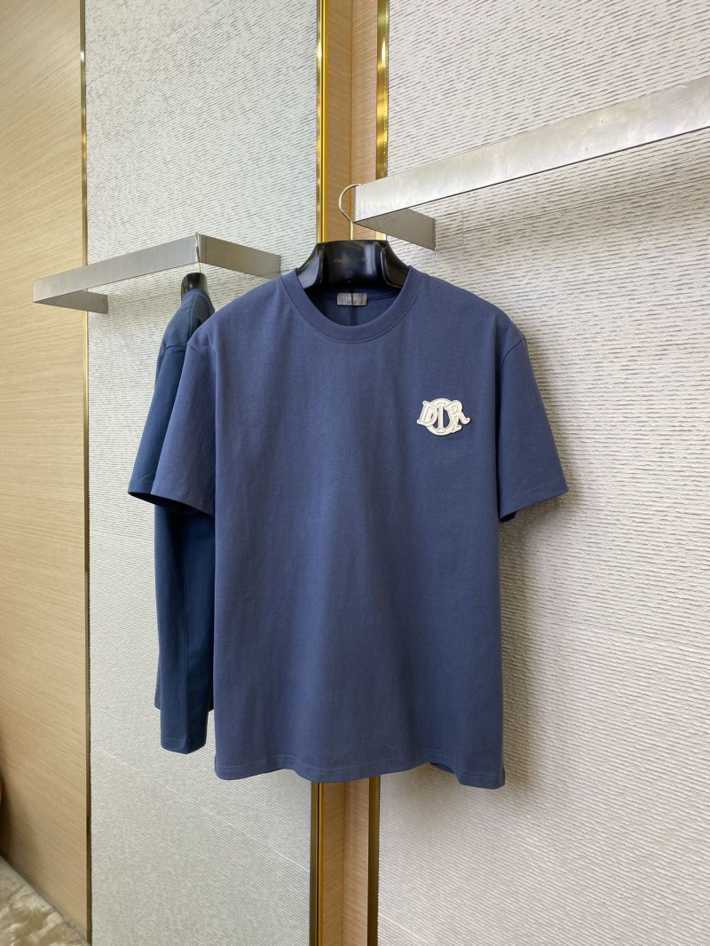 Dior Embroidered Logo Short Sleeve Blue 4