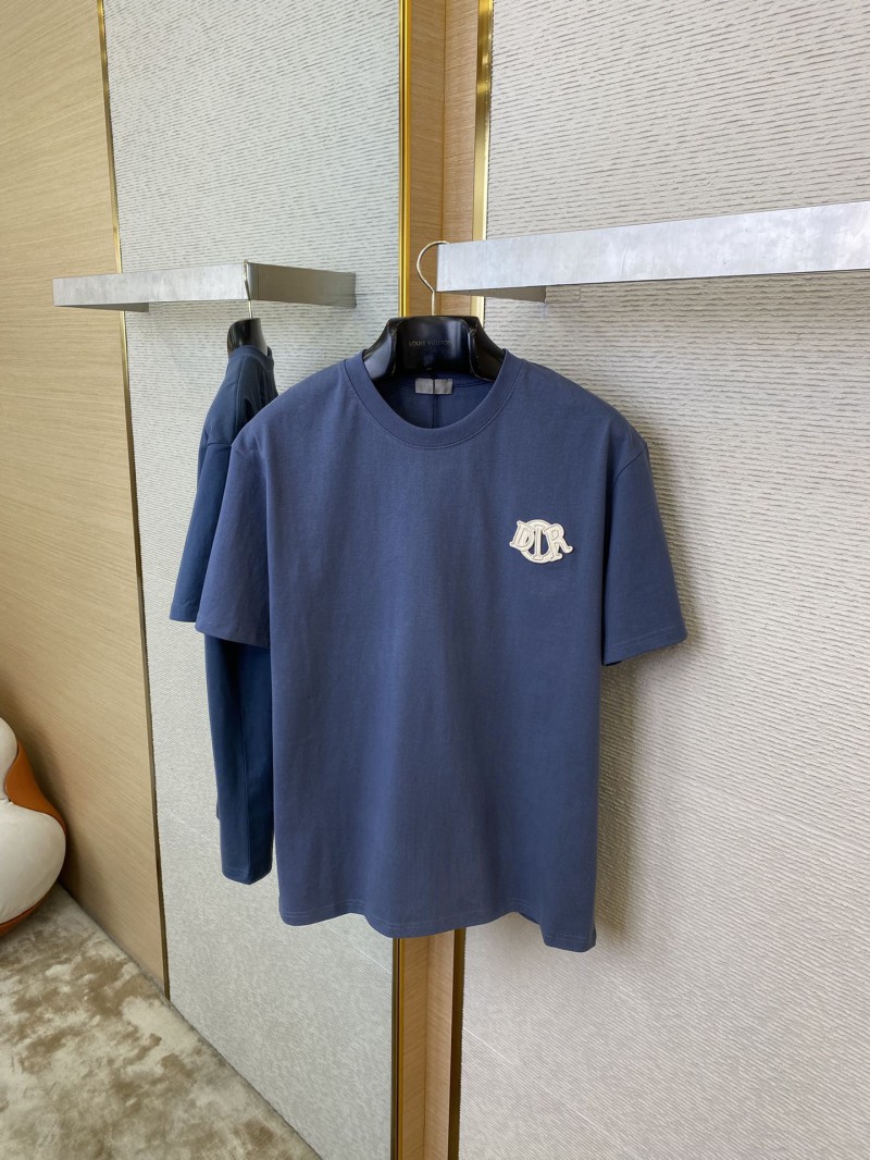 Dior Embroidered Logo Short Sleeve Blue 6