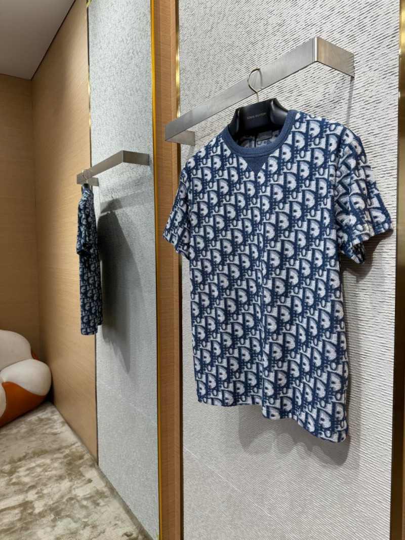 Dior Jacquard All-over Print Short Sleeve T-Shirt 1 2
