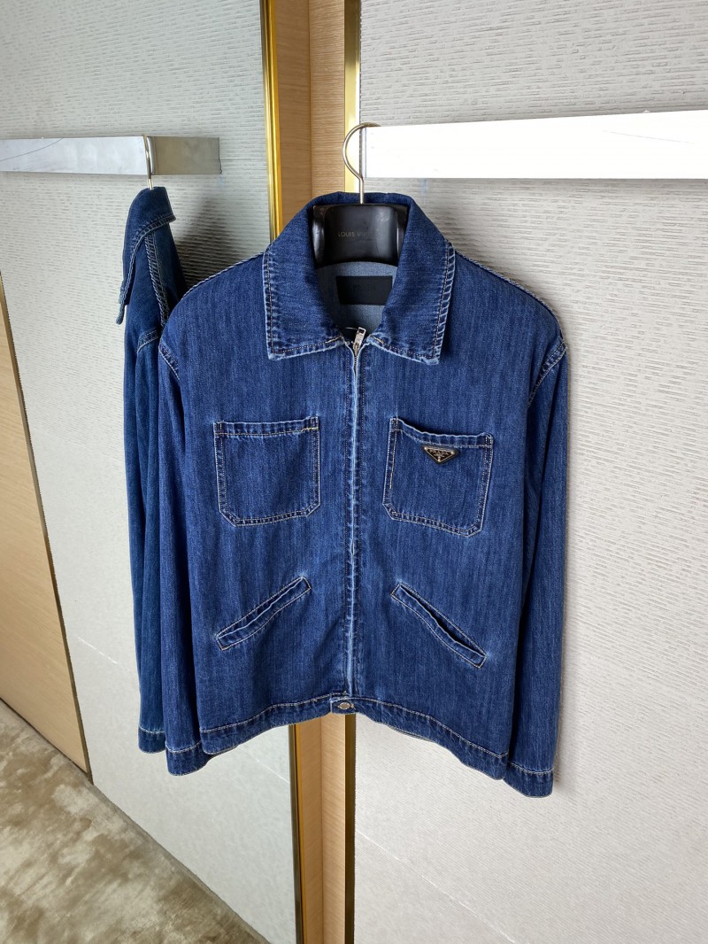 Prada washed and distressed denim outerwear 6