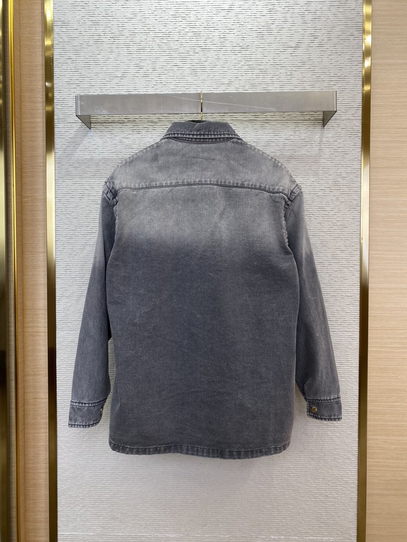 Prada Aged Grey Denim Jacket Coat 1