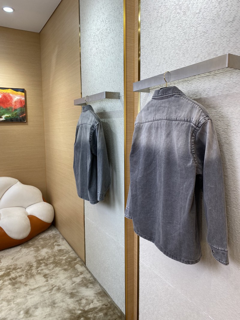 Prada Aged Grey Denim Jacket Coat 3
