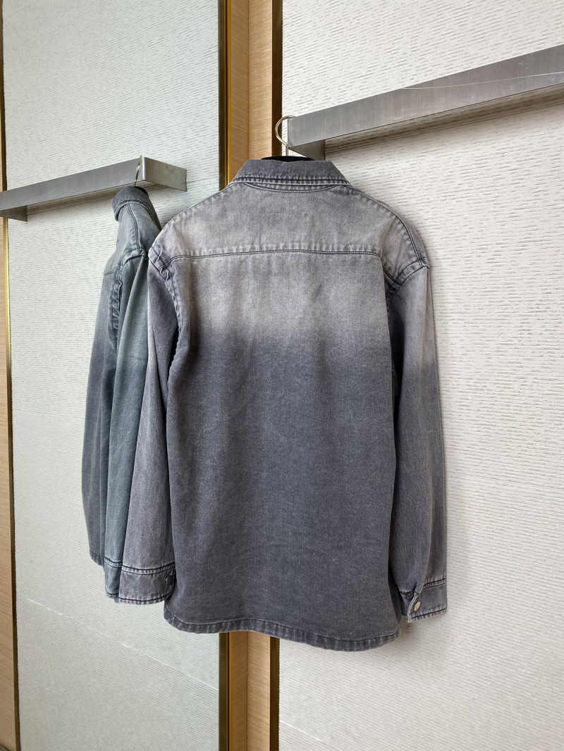 Prada Aged Grey Denim Jacket Coat 5