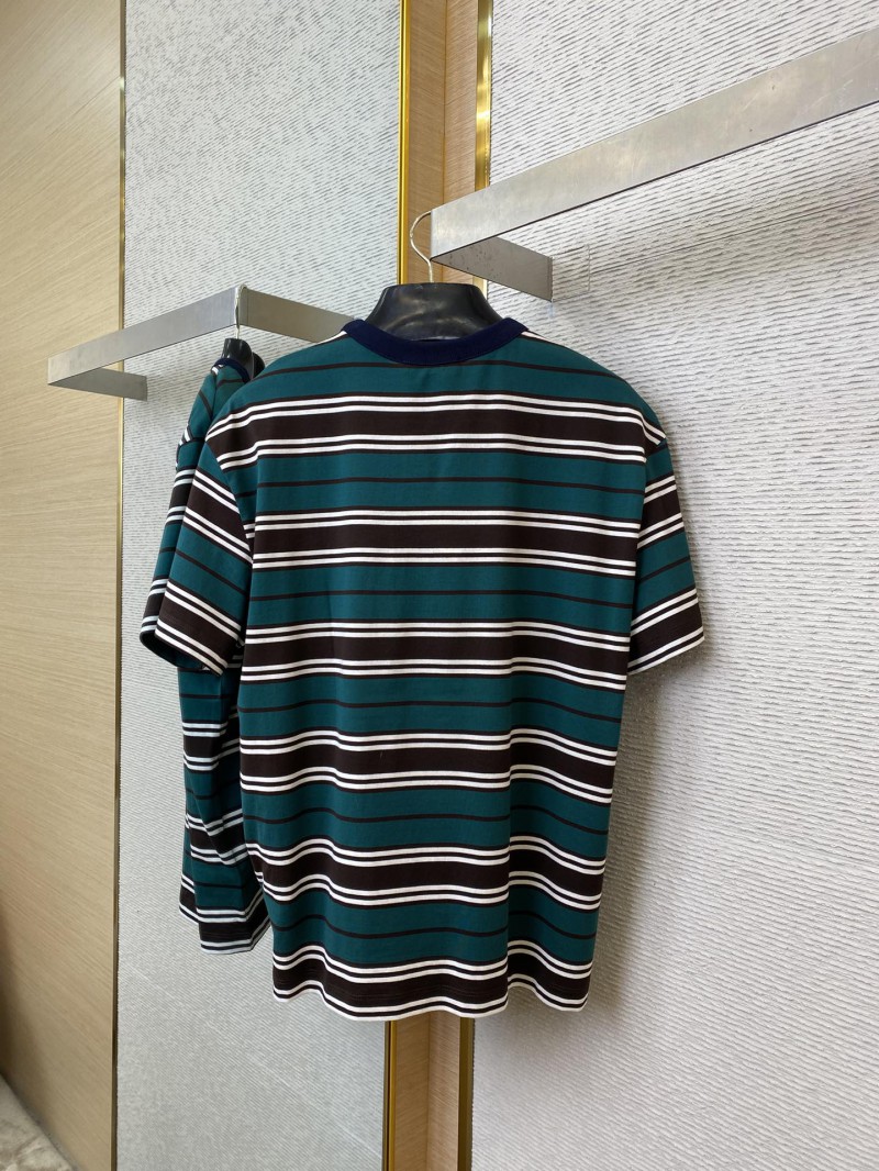 Prada Striped Pocket Short Sleeve T-Shirt Dark Green 6