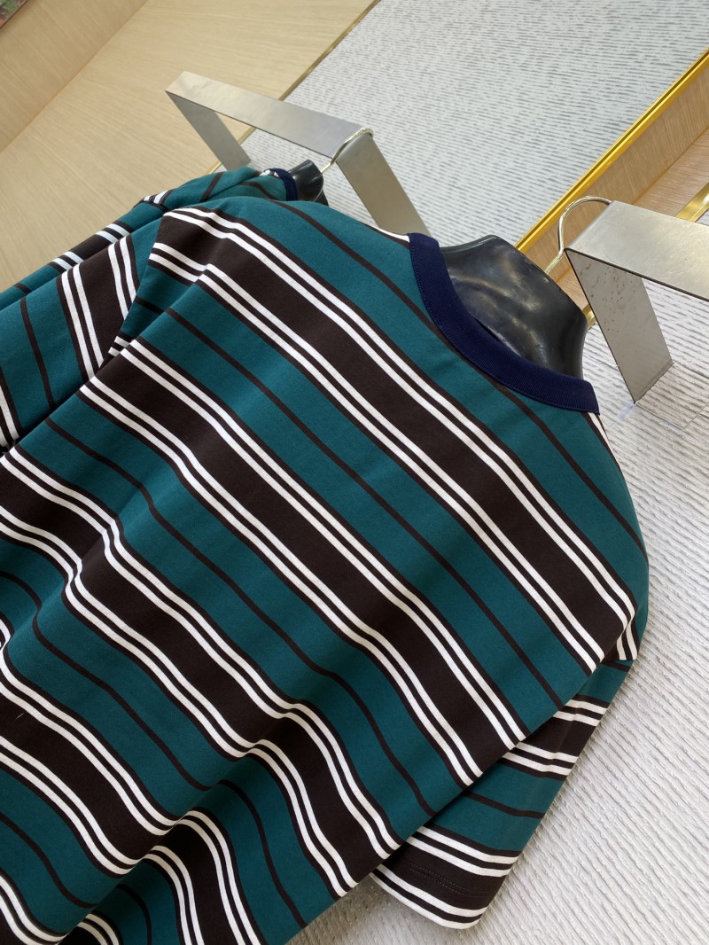 Prada Striped Pocket Short Sleeve T-Shirt Dark Green 7