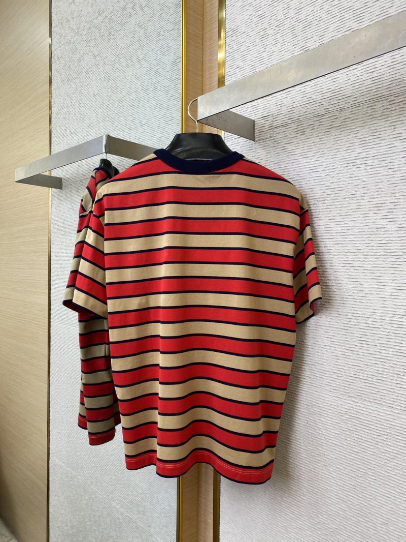 Prada Striped Pocket Short Sleeve T-Shirt Red 6