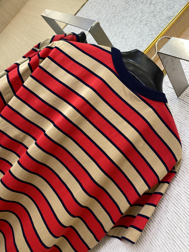 Prada Striped Pocket Short Sleeve T-Shirt Red 7