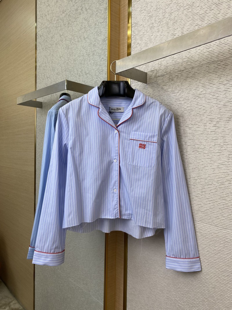Miu Miu Blue Striped Casual Shirt 4