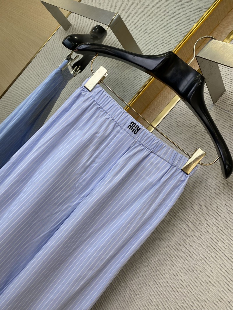 Miu Miu Blue Striped Casual Trousers 5