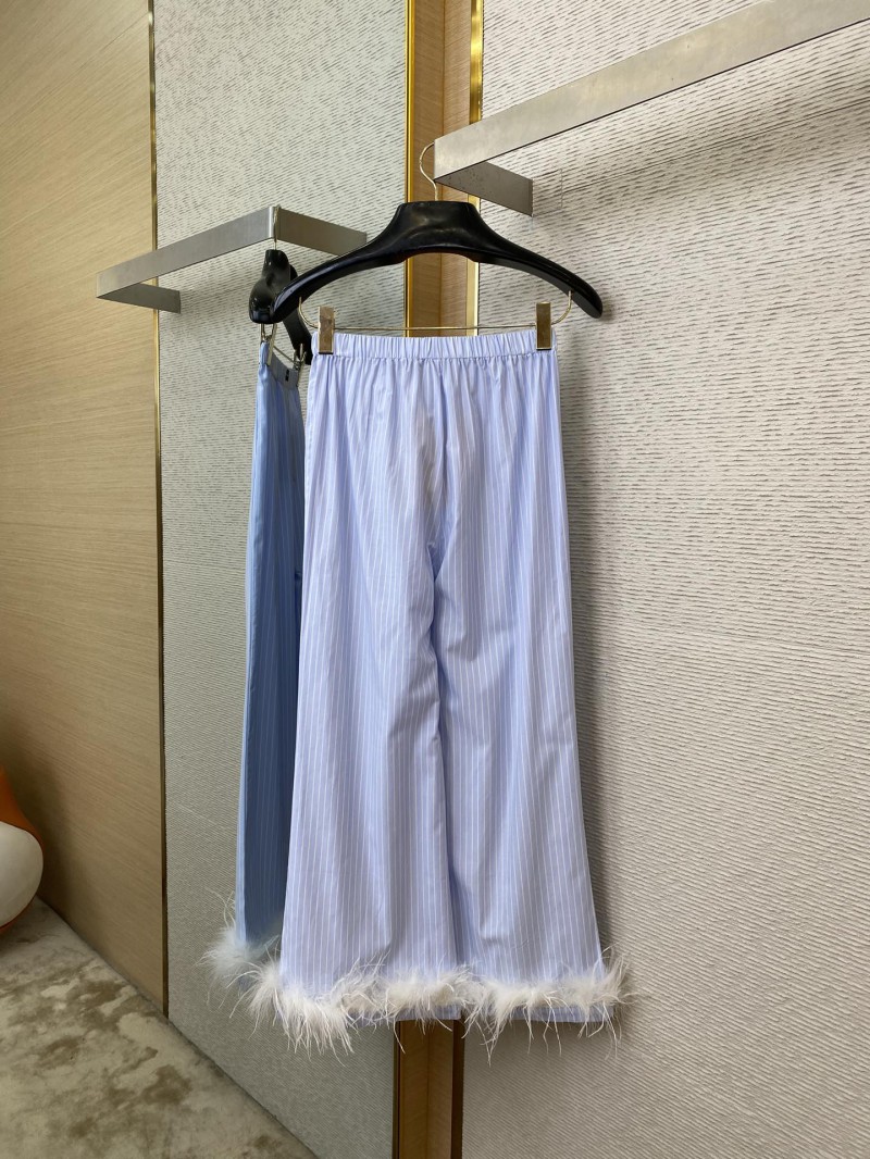 Miu Miu Blue Striped Casual Trousers 6