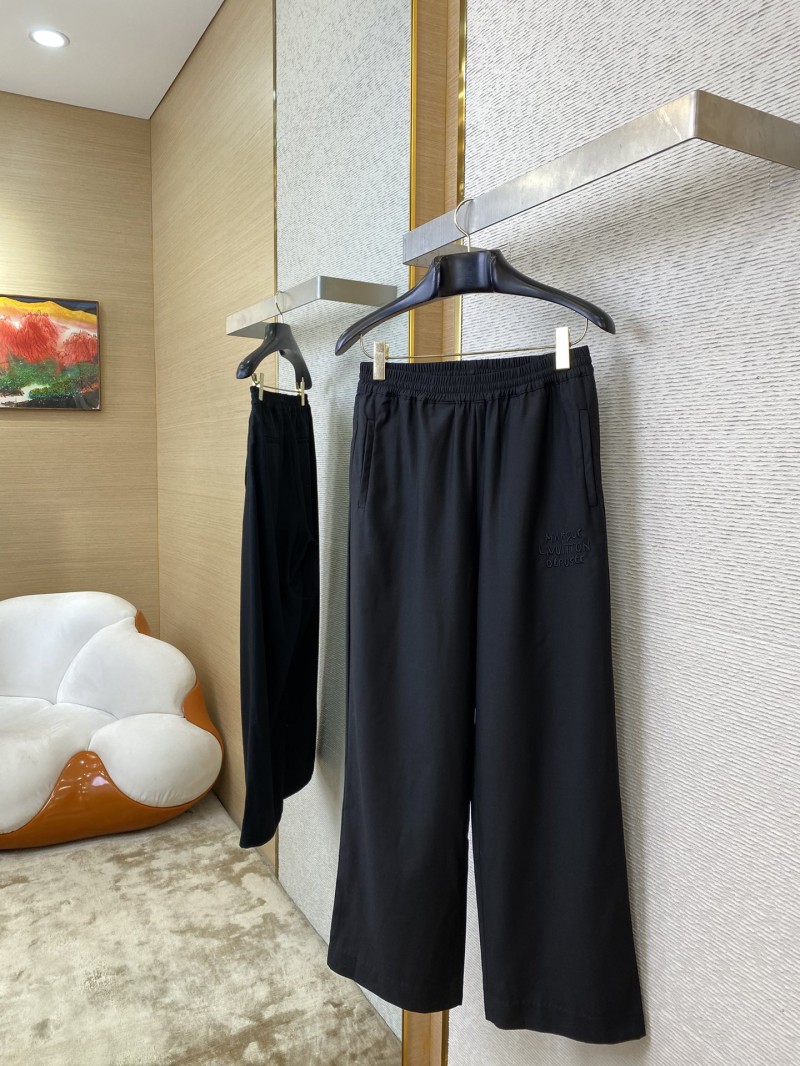 LV embroidered casual wide-leg trousers 2