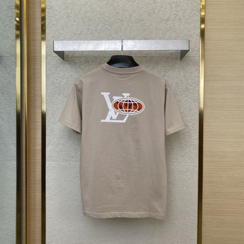LV World Map Print Short Sleeve T-Shirt 1
