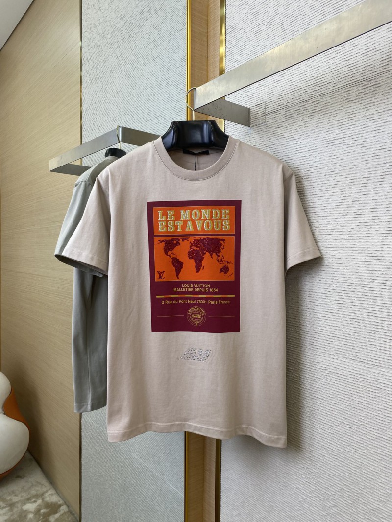 LV World Map Print Short Sleeve T-Shirt 4