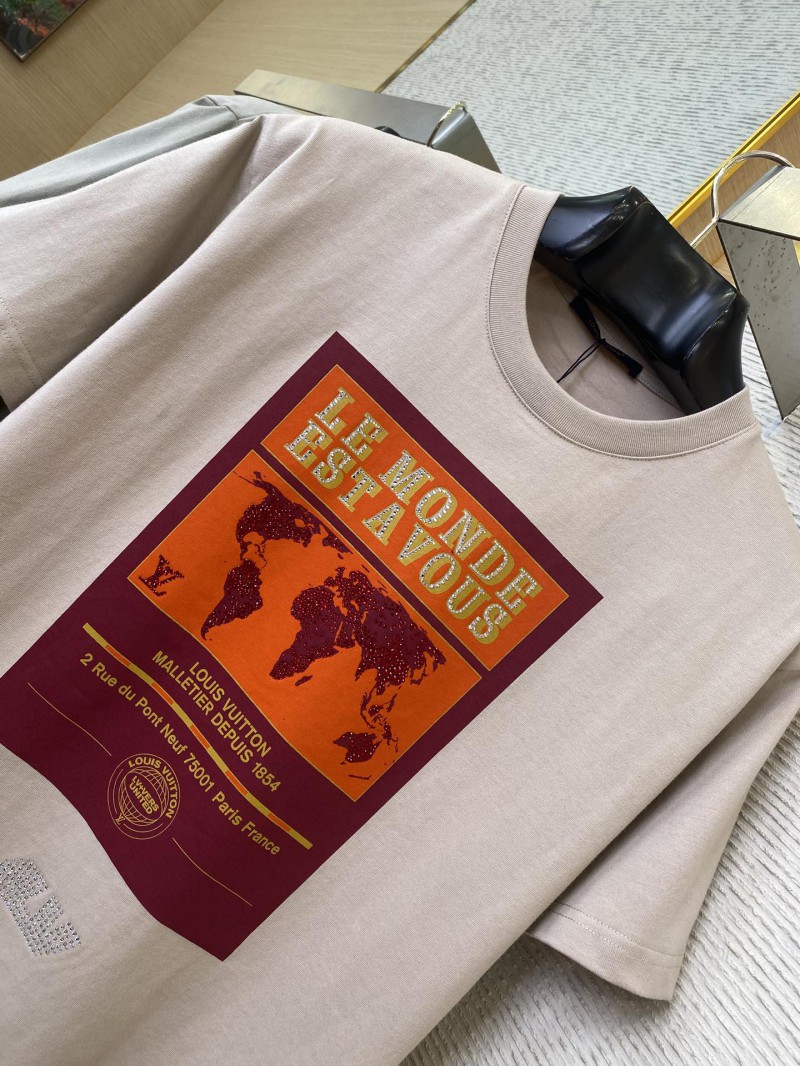 LV World Map Print Short Sleeve T-Shirt 5