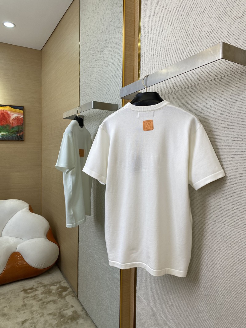 LV Embossed Leather Badge Knit Short Sleeve T-Shirt 3