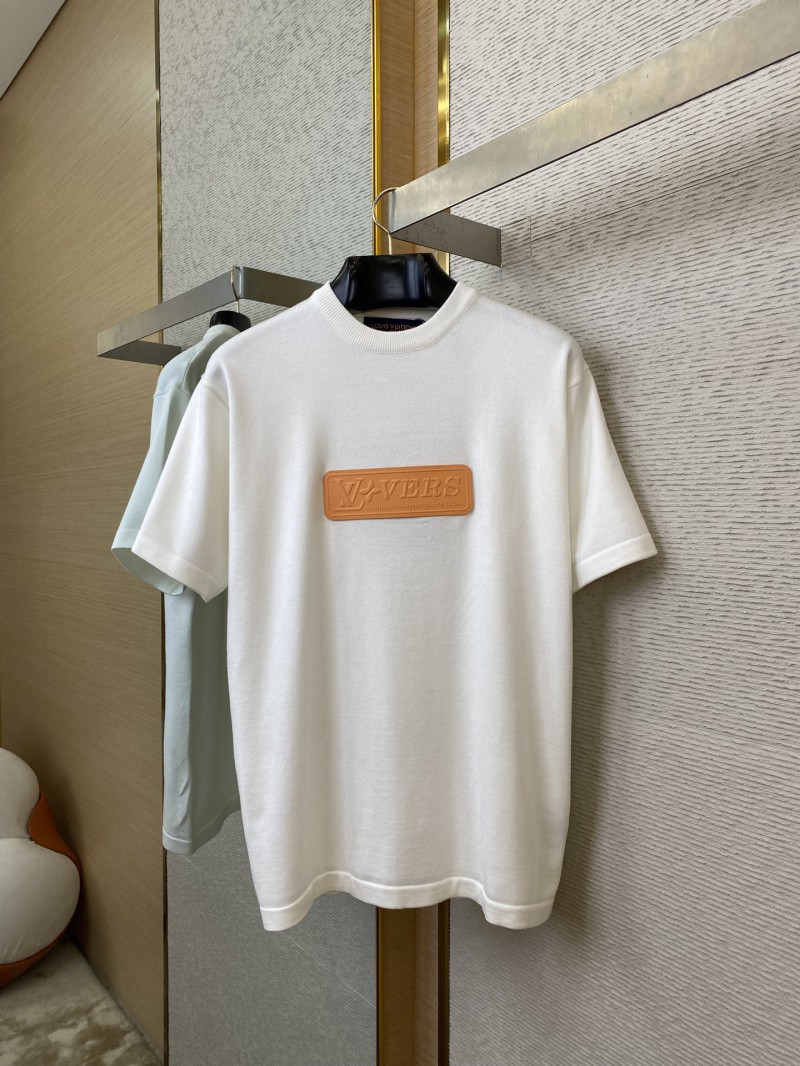 LV Embossed Leather Badge Knit Short Sleeve T-Shirt 4