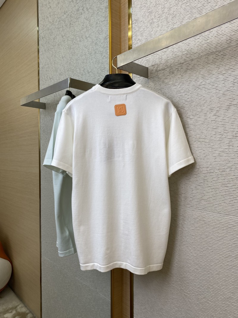 LV Embossed Leather Badge Knit Short Sleeve T-Shirt 6