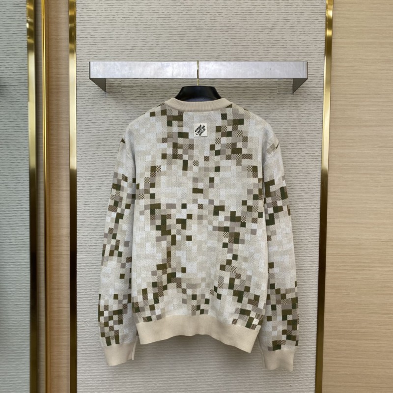 LV Camouflage Checkered Crew Neck Pullover 1
