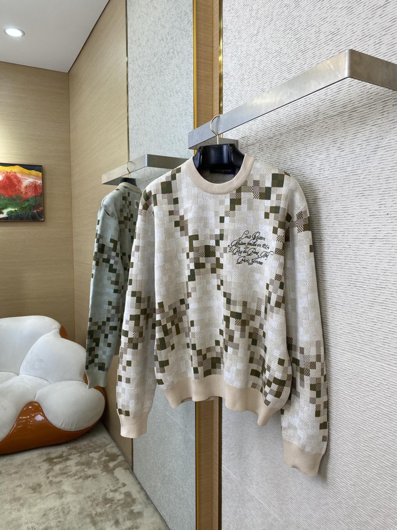 LV Camouflage Checkered Crew Neck Pullover 2
