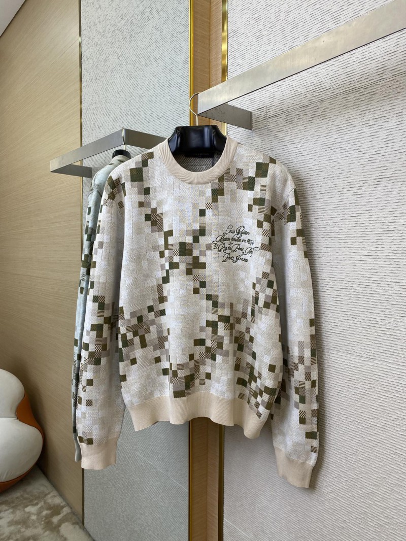 LV Camouflage Checkered Crew Neck Pullover 4