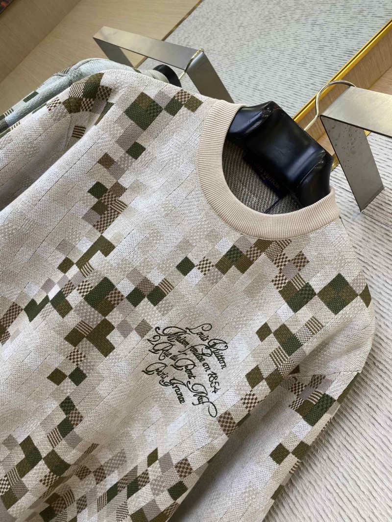 LV Camouflage Checkered Crew Neck Pullover 5
