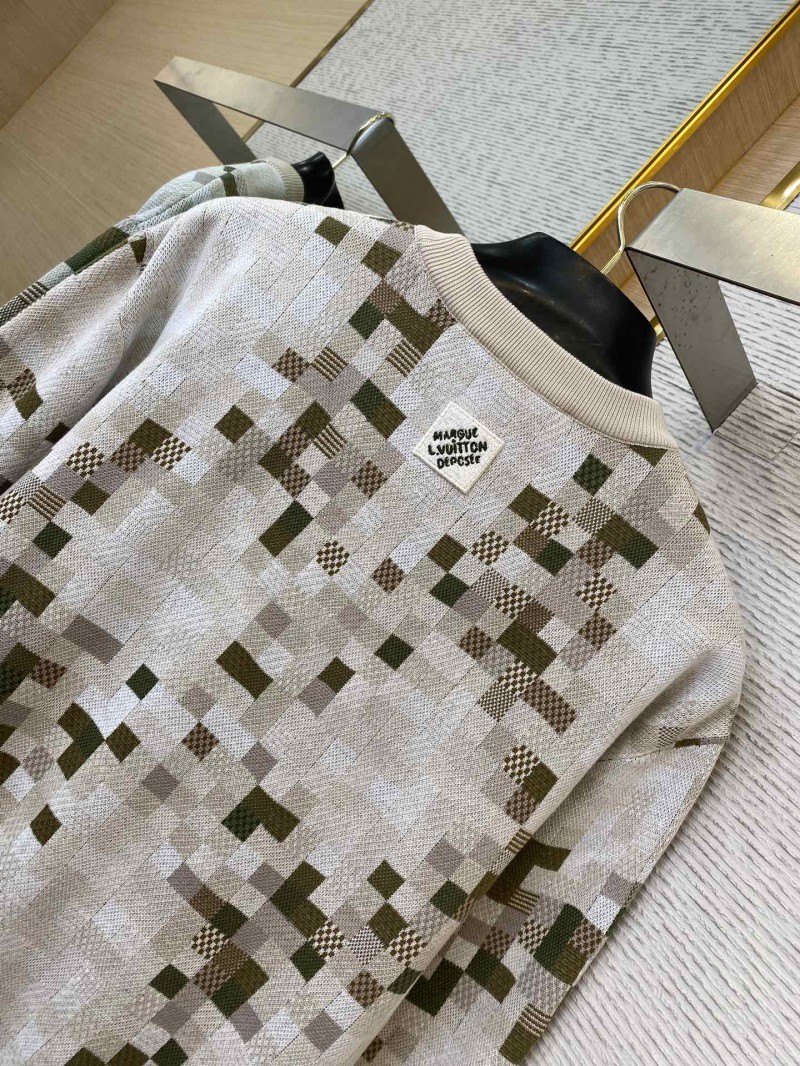 LV Camouflage Checkered Crew Neck Pullover 7