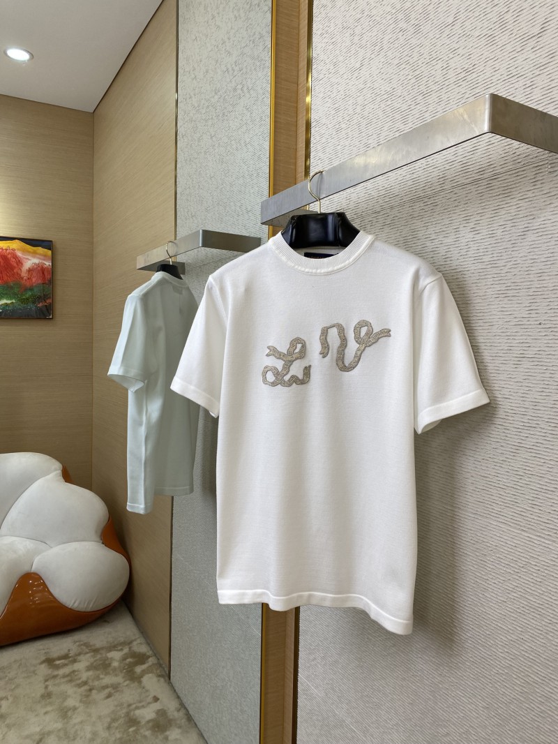 LV Ribbon Embroidered Knit Short Sleeve T-Shirt 2