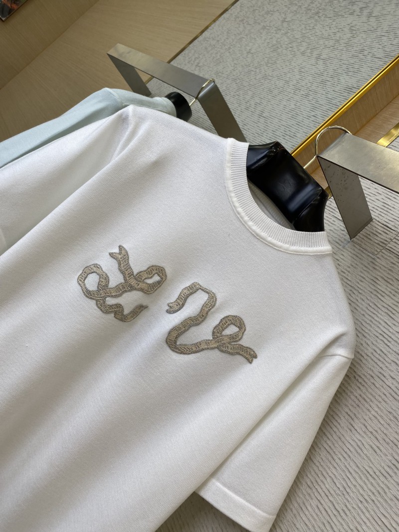 LV Ribbon Embroidered Knit Short Sleeve T-Shirt 5