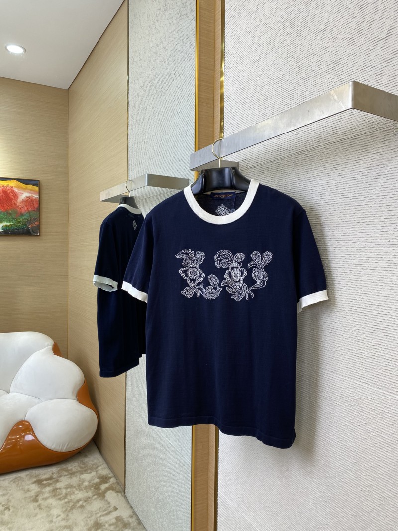 LV Floral Embroidery Short Sleeve T-Shirt 2