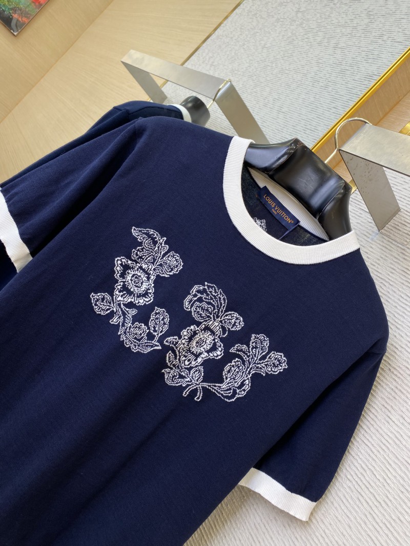 LV Floral Embroidery Short Sleeve T-Shirt 5