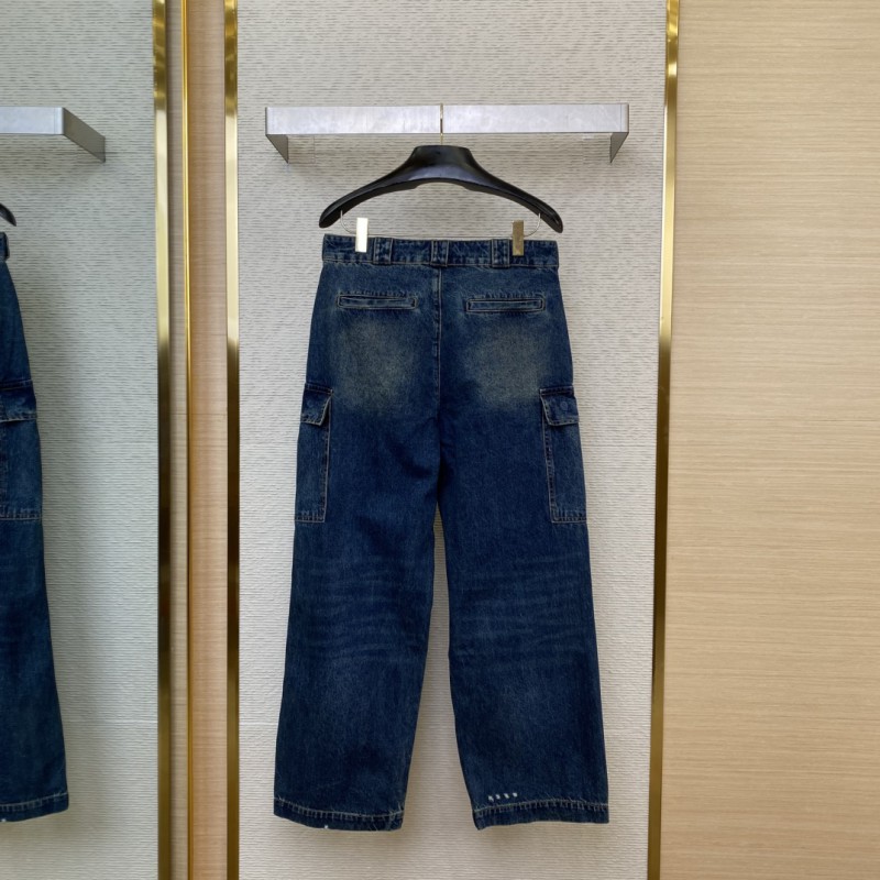 Prada Triangle Label Aged Denim Trousers 1