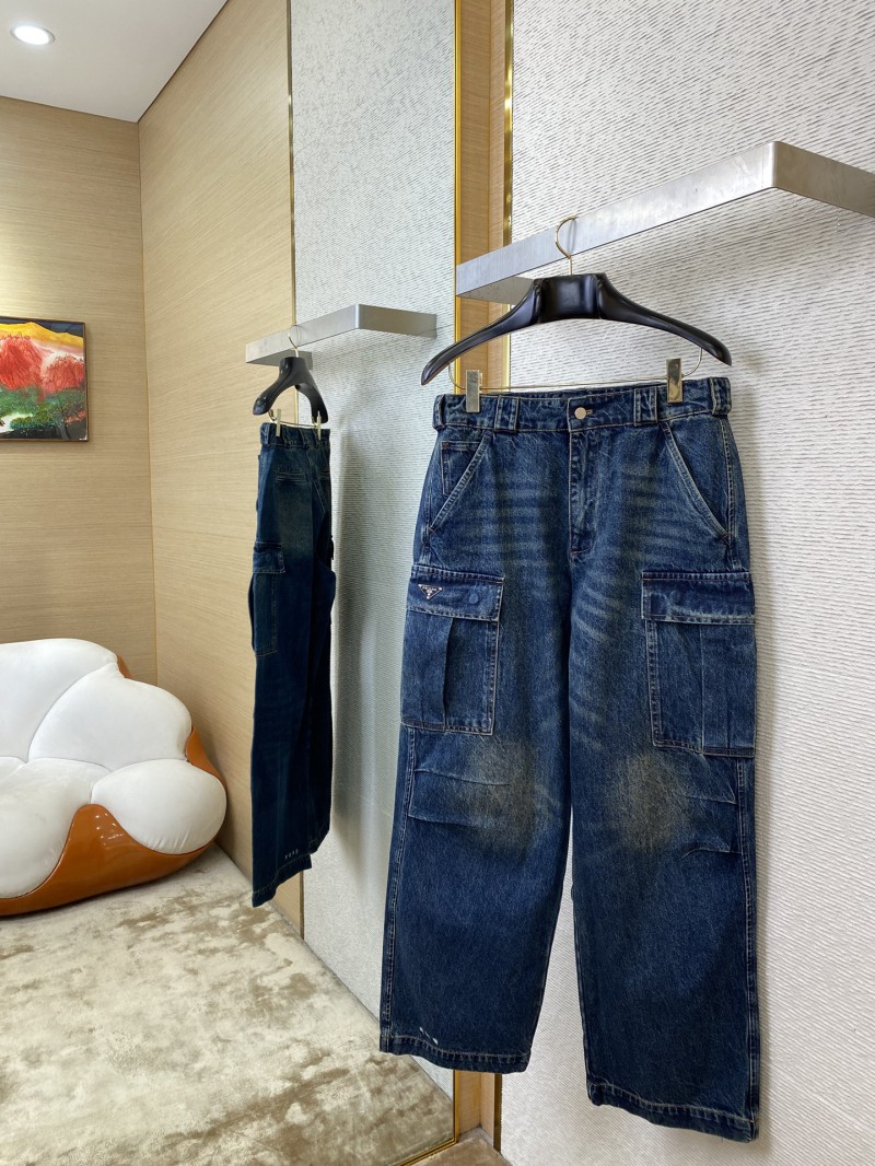 Prada Triangle Label Aged Denim Trousers 2