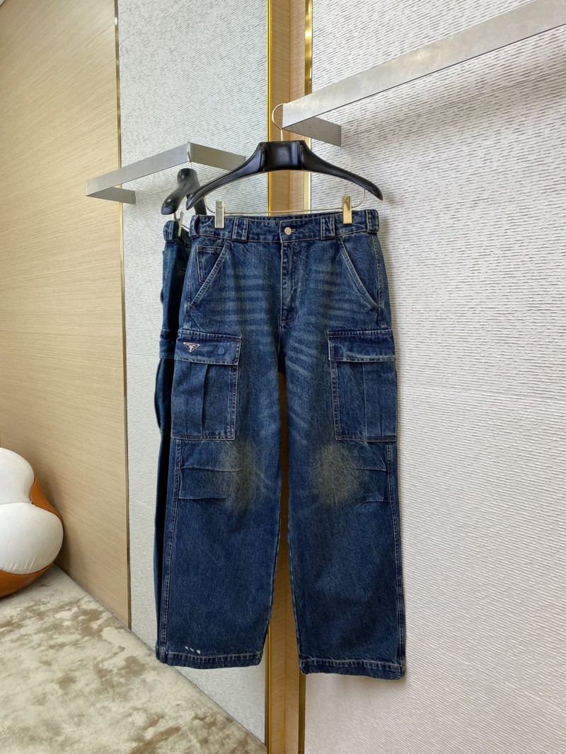 Prada Triangle Label Aged Denim Trousers 4