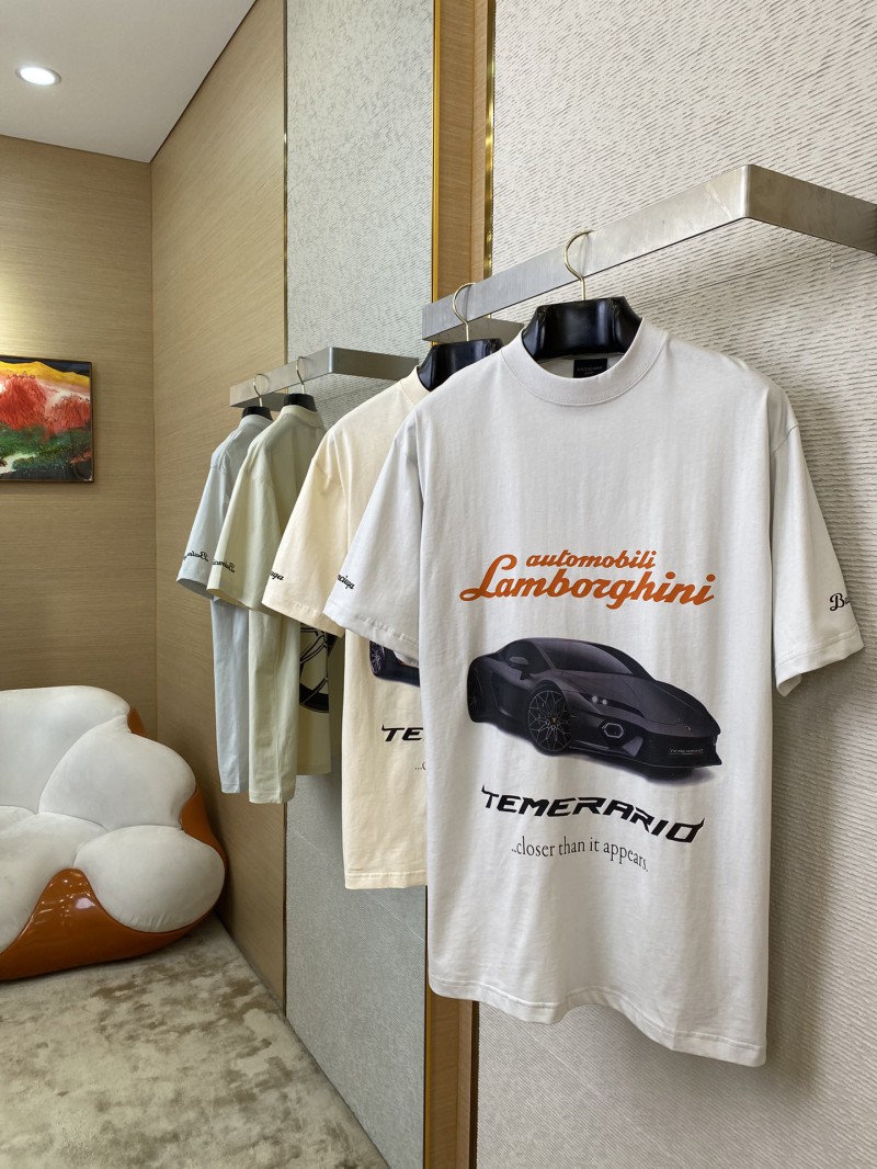 Balenciaga Lamborghini Co-printed Short Sleeve T-Shirt White 2