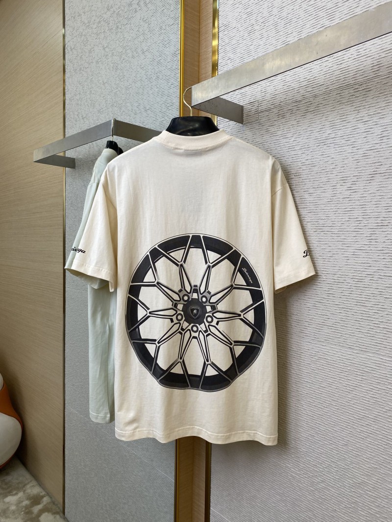 Balenciaga Lamborghini Co-printed Short Sleeve T-Shirt Beige 6
