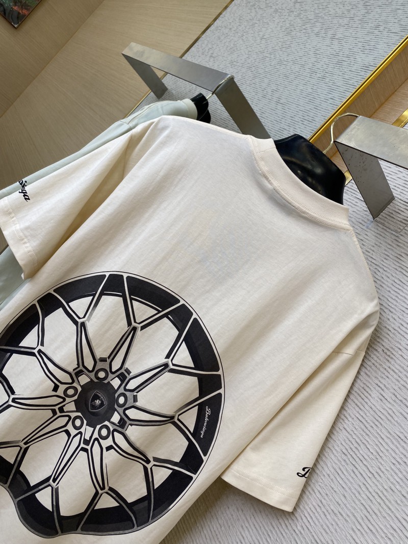 Balenciaga Lamborghini Co-printed Short Sleeve T-Shirt Beige 7