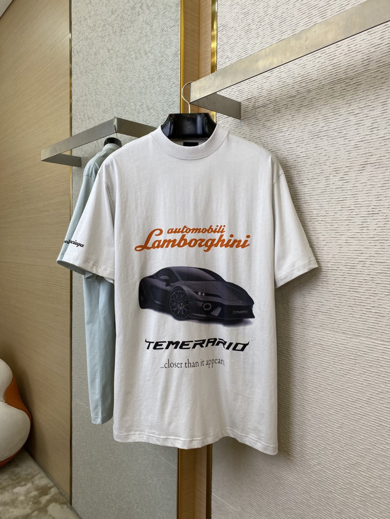 Balenciaga Lamborghini Co-printed Short Sleeve T-Shirt White 4