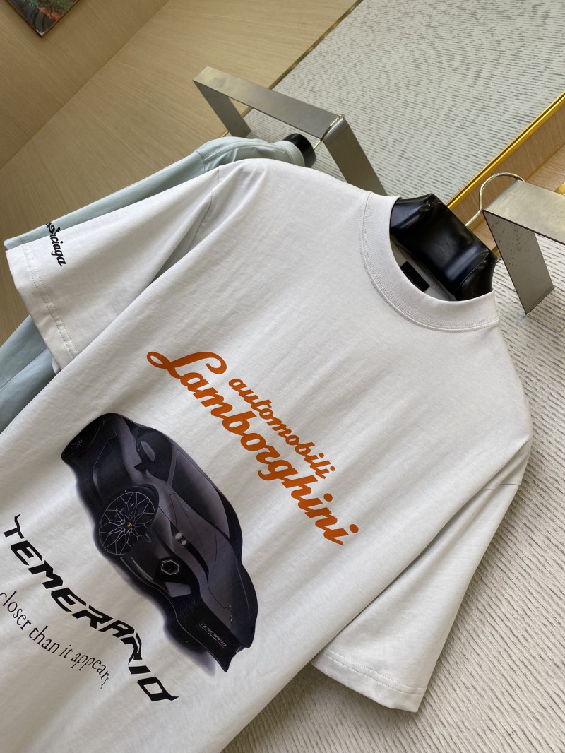 Balenciaga Lamborghini Co-printed Short Sleeve T-Shirt White 5