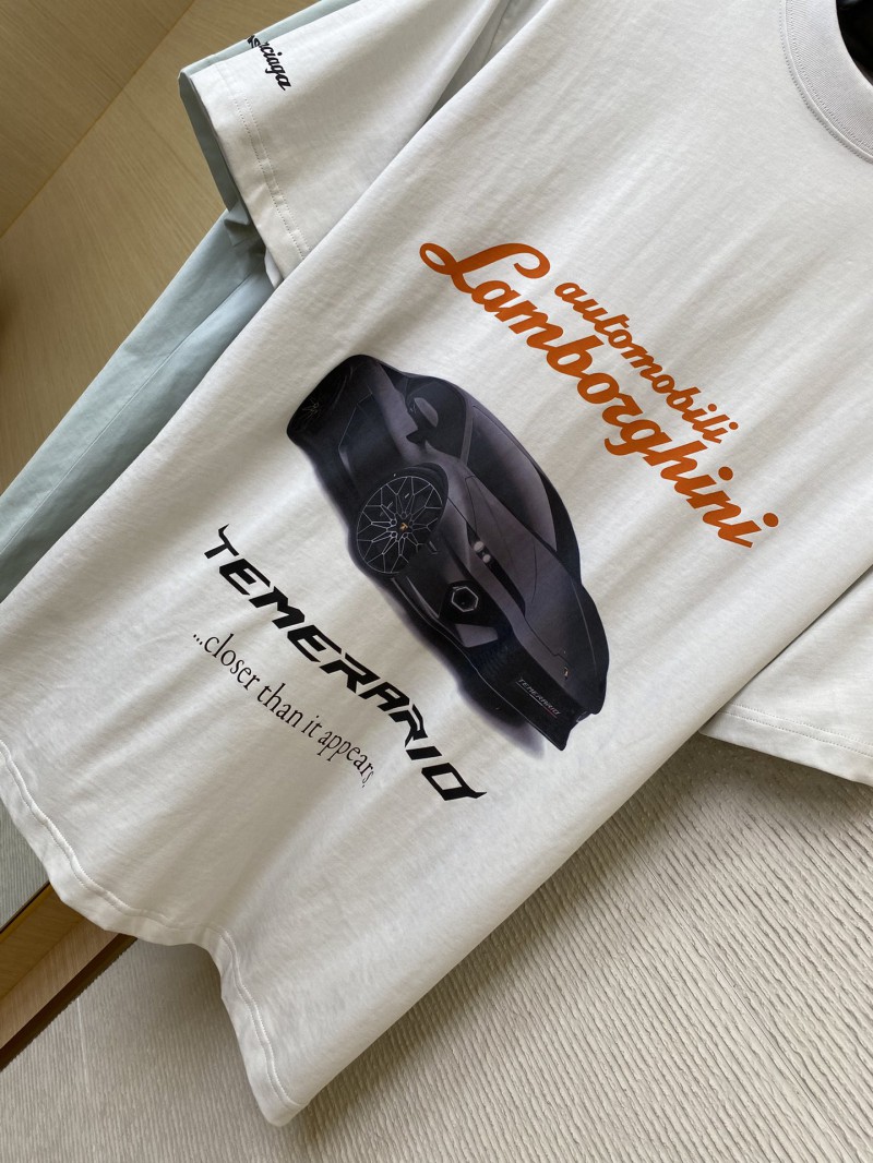 Balenciaga Lamborghini Co-printed Short Sleeve T-Shirt White 6