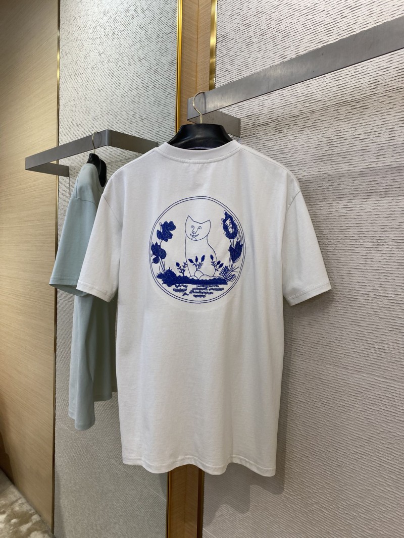Dior Co-Branded Cat Embroidered Short Sleeve T-Shirt White 6