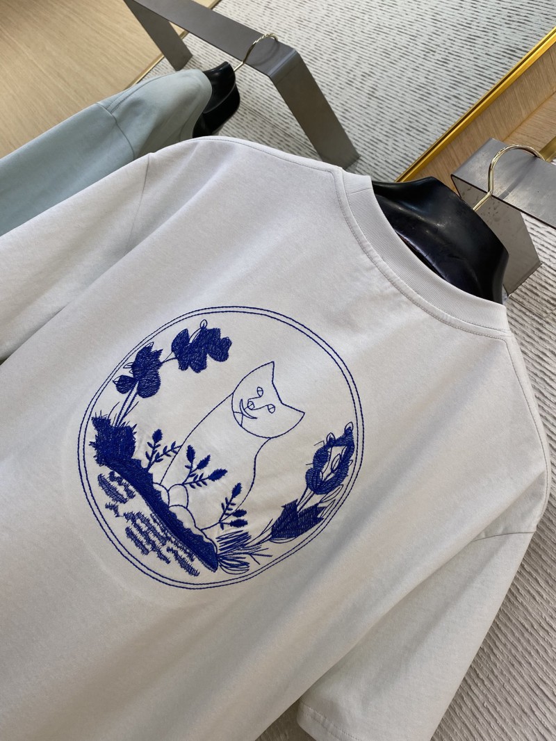 Dior Co-Branded Cat Embroidered Short Sleeve T-Shirt White 7