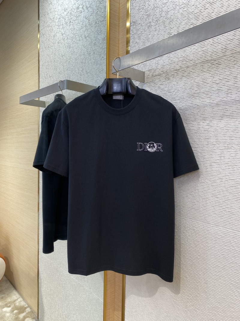 Dior Co-Branded Cat Embroidered Short Sleeve T-Shirt Black 4