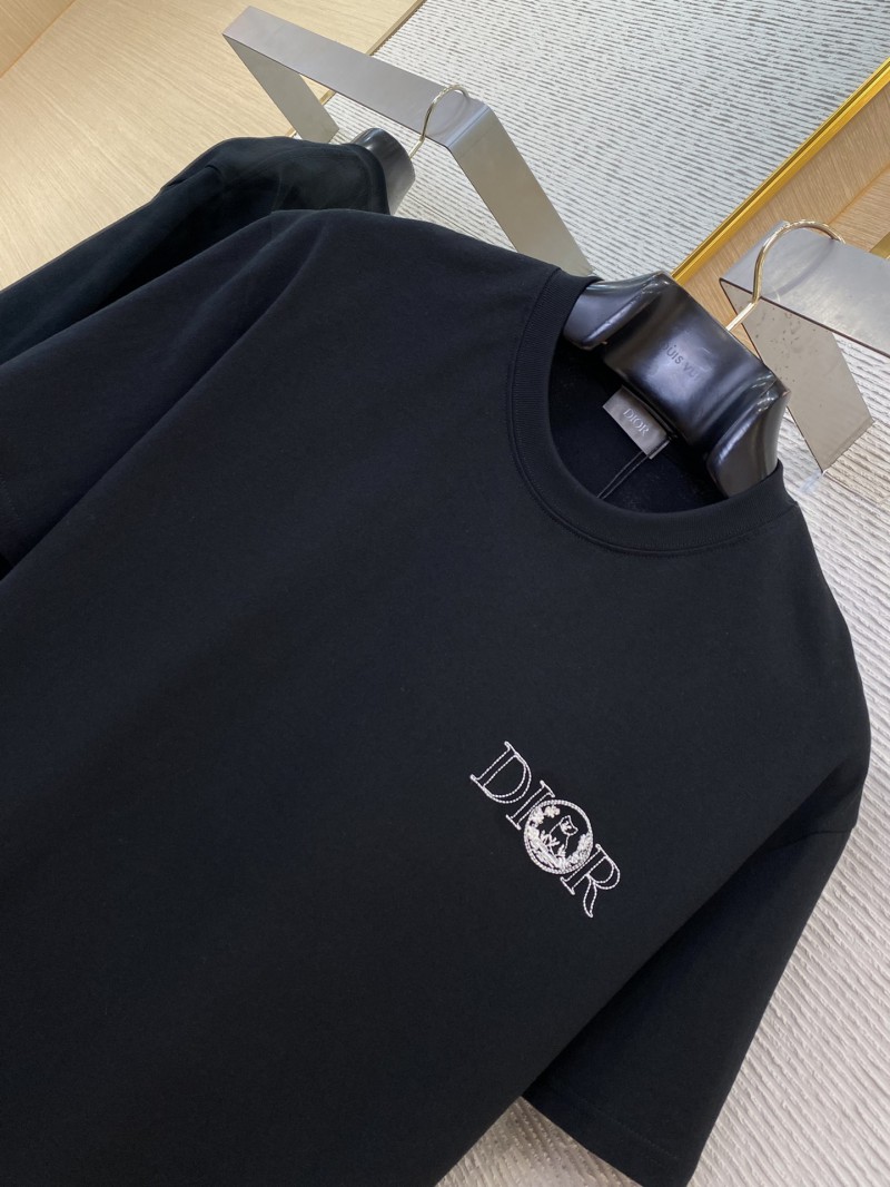 Dior Co-Branded Cat Embroidered Short Sleeve T-Shirt Black 5