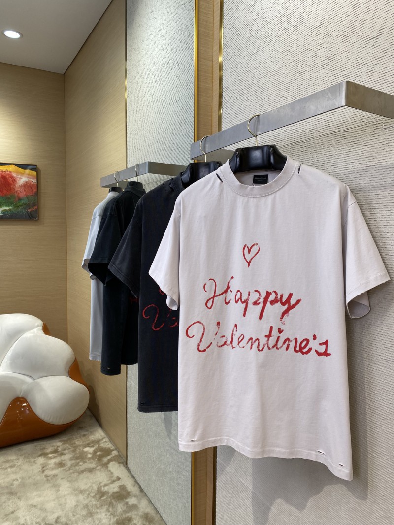 Balenciaga Love Hearts Graffiti Short Sleeve T-Shirt Black 2