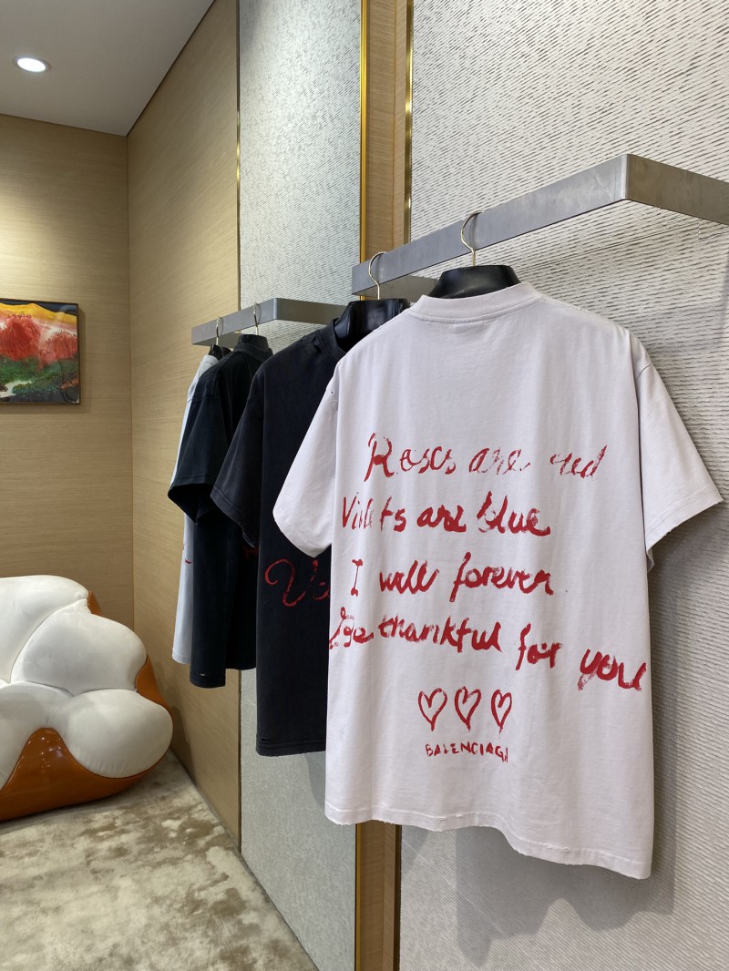 Balenciaga Love Hearts Graffiti Short Sleeve T-Shirt Black 3