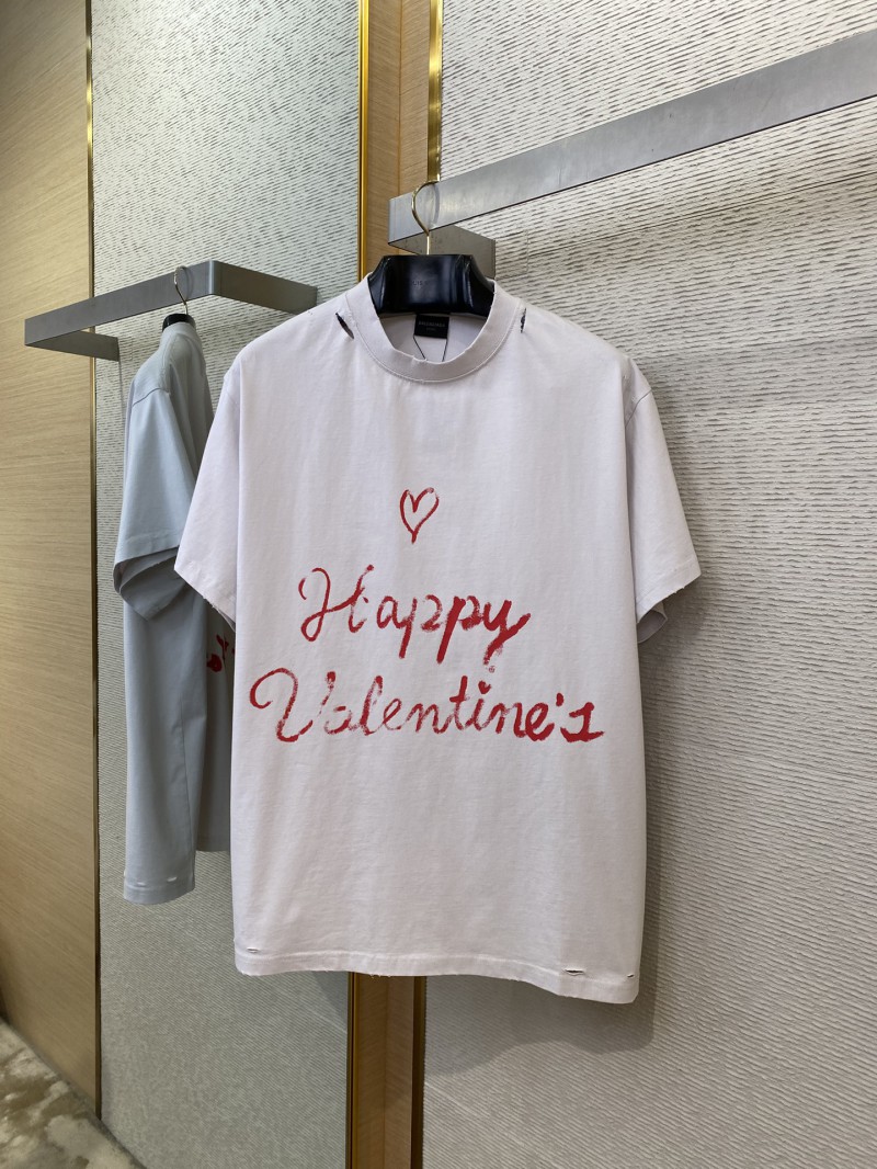 Balenciaga Love Heart Graffiti Short Sleeve T-Shirt White 4