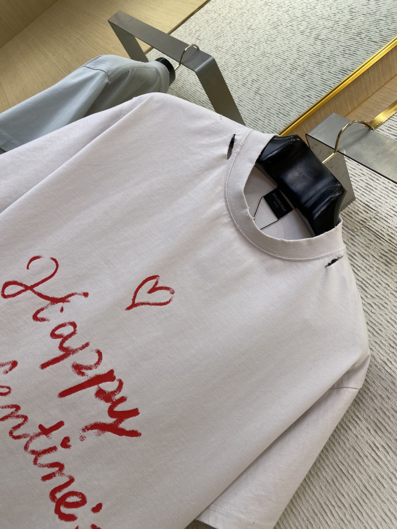 Balenciaga Love Heart Graffiti Short Sleeve T-Shirt White 5