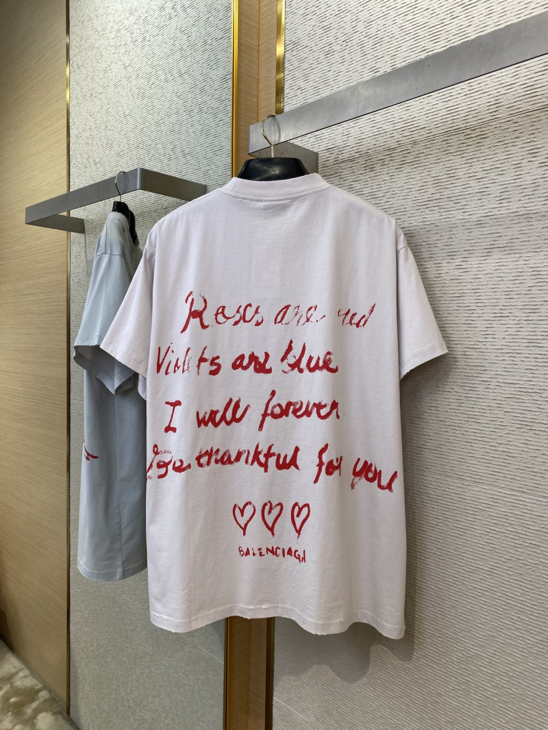 Balenciaga Love Heart Graffiti Short Sleeve T-Shirt White 6