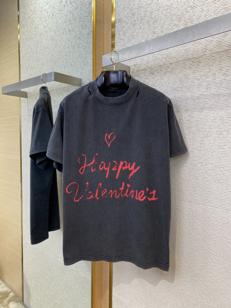 Balenciaga Love Hearts Graffiti Short Sleeve T-Shirt Black 4