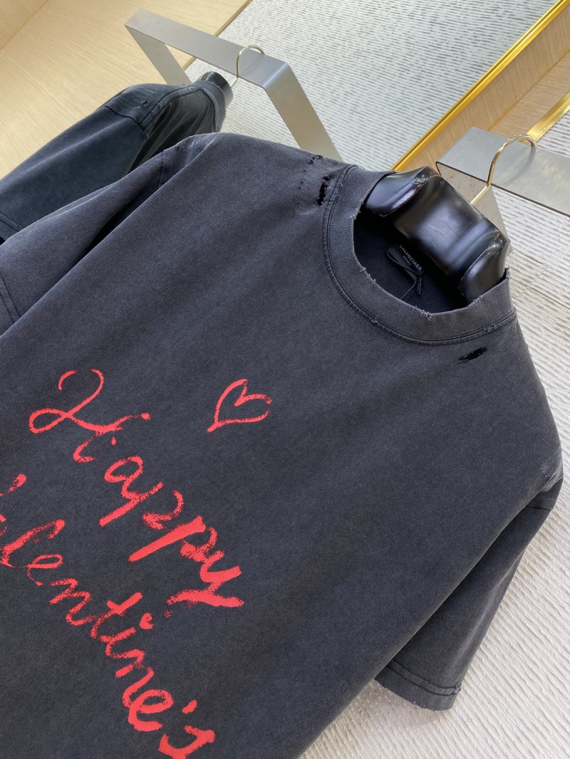 Balenciaga Love Hearts Graffiti Short Sleeve T-Shirt Black 5